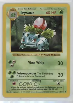 Ivysaur Shadowless Pokemon Base Set #30 1999 0b48 - Image 1