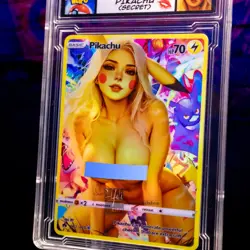 Pikachu Waifu Trading Card Custom Encased Labeled Holo Foil PokemonWaifu SLAB - Image 3