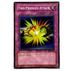 Yugioh CCG Collectable 1996 Konami Trap Card Two Pronged Attack - Image 1