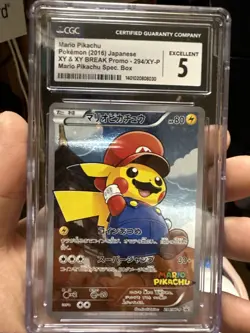 Pokemon Mario Pikachu - 294/XY-Px Promos Holo (Japanese) CGC 5 Not Psa Clean - Image 1