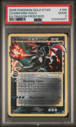 2006 POKEMON EX DRAGON FRONTIERS GOLD STAR #100 CHARIZARD-HOLO PSA 2 - Image 1