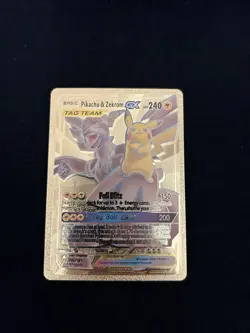 Pokemon Pikachu & Zekrom Tag Team Gold Foil Card 162/181 Mint Condition - Image 1