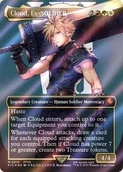 1x - Cloud, Ex-SOLDIER - SURGE FOIL BORDERLESS - CMR: FINAL FANTASY - NM MTG - Image 1