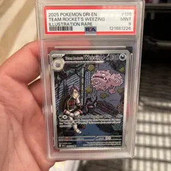 2025 POKEMON DESTINED RIVALS ILLUSTRATION RARE #199 TEAM ROCKET'S WEEZING PSA 9 - Image 1