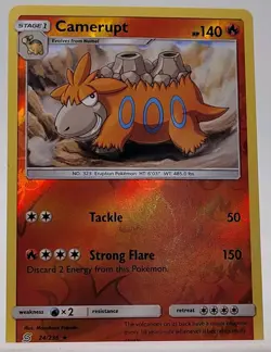 Pokemon Sun Moon Unified Minds Camerupt 24/236 Rare Reverse Holo TCG Card - Image 1