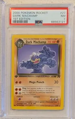 Dark Machamp 1st Edition #27/82 2000 Team Rocket Pokemon Card Non Holo - PSA 7 - Image 1