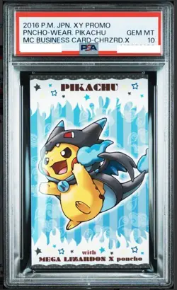 PSA 10 Poncho Pikachu Mega Charizard X Promo Business Card Japanese Pokemon 2016 - Image 1