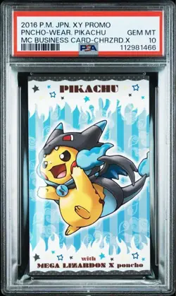 PSA 10 Poncho Pikachu Mega Charizard X Promo Business Card Japanese Pokemon 2016 - Image 1
