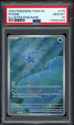 2024 Pokemon PSA 10 Twilight Masquerade Phione Illustration Rare 175/167 Card - Image 1