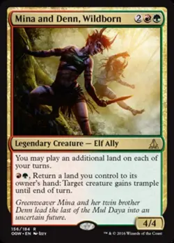 MTG - Mina and Denn, Wildborn - Oath of the Gatewatch - NM, English Magic FLAT R - Image 1