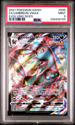 2021 Pokemon TCG Evolving Skies Umbreon Vmax Full Art 095/203 PSA 9 Mint - Image 1