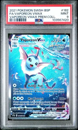 2021 POKEMON SWSH BLACK STAR PROMO #182 FULL ALT ART/VAPOREON VMAX PSA 9 - Image 1