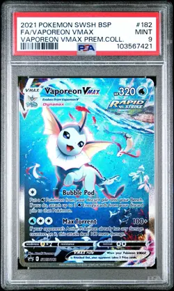 2021 POKEMON SWSH BLACK STAR PROMO #182 FULL ALT ART/VAPOREON VMAX PSA 9 - Image 4