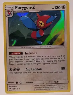 🚀Porygon-Z 105/147 Holo Rare Sun & Moon Burning Shadows Pokemon Card Mint - Image 1