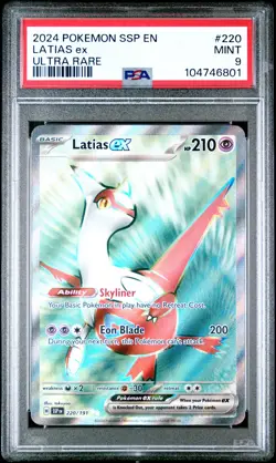 2024 POKEMON SSP EN-SURGING SPARKS ULTRA RARE #220 LATIAS EX PSA 9 - Image 1