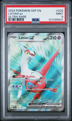 2024 POKEMON SSP EN-SURGING SPARKS ULTRA RARE #220 LATIAS EX PSA 9 - Image 1