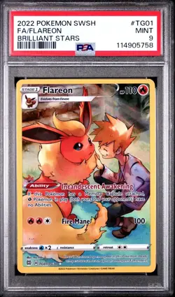 2022 POKEMON SWORD & SHIELD BRILLIANT STARS #TG01 FULL ART/FLAREON PSA 9 - Image 1