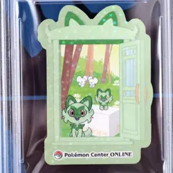 Psa10 Sprigatito Pikachu Award Sticker Track Number Holo 2023 Pokemon Center - Image 3