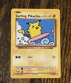 SECRET RARE Surfing Pikachu 111/108 XY Evolutions Never Played Pokemon TCG MINT - Image 1
