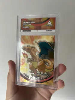 Pokemon Topps Charizard #06 holo foil UK EXCLUSIVE Rare ‘Blue Logo’ ACE Grading - Image 1