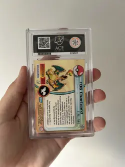 Pokemon Topps Charizard #06 holo foil UK EXCLUSIVE Rare ‘Blue Logo’ ACE Grading - Image 2