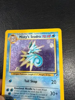 WOTC Pokemon Gym Heroes Misty's Seadra PRERELEASE Rare Holo Vintage Pokemon Card - Image 3
