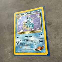 WOTC Pokemon Gym Heroes Misty's Seadra PRERELEASE Rare Holo Vintage Pokemon Card - Image 3