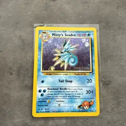 WOTC Pokemon Gym Heroes Misty's Seadra PRERELEASE Rare Holo Vintage Pokemon Card - Image 1