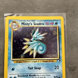 WOTC Pokemon Gym Heroes Misty's Seadra PRERELEASE Rare Holo Vintage Pokemon Card - Image 3
