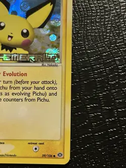 Pichu 59/106 Ex Emerald Reverse Holo Rare Pokemon Card TCG 2005 Vintage Stamped - Image 5