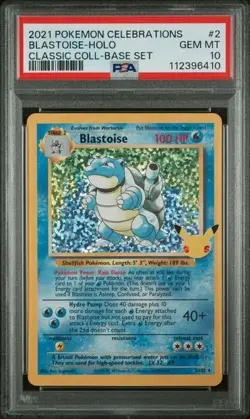 Pokemon Blastoise Celebrations Card PSA 10 2/102 #2 Classic Collection Base Set - Image 1