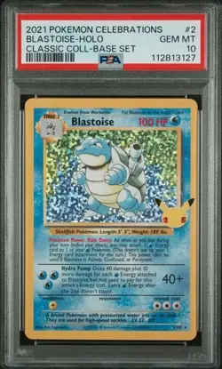 Pokemon Blastoise Celebrations Card PSA 10 2/102 #2 Classic Collection Base Set - Image 1