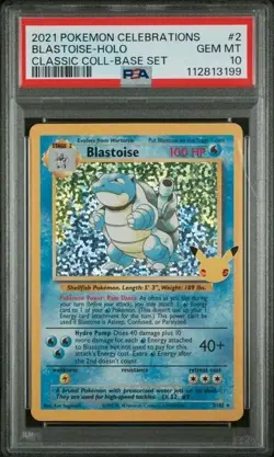 Pokemon Blastoise Celebrations Card PSA 10 2/102 #2 Classic Collection Base Set - Image 1