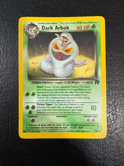 Pokemon WOTC 1999 Team Rocket Dark Arbok Rare HOLO Vintage Pokemon Card NM - Image 1