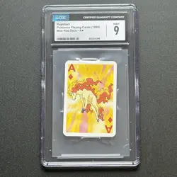 1999 Pokemon Rapidash Mini Playing Card Poker Bicycle CGC 9 Mint P - Image 1