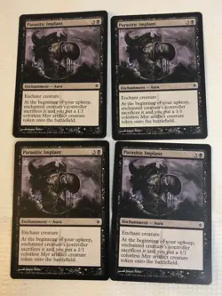 4x Parasitic Implant New Phyrexia MTG Magic Cards NM 2011 67/175 Enchantment - Image 1