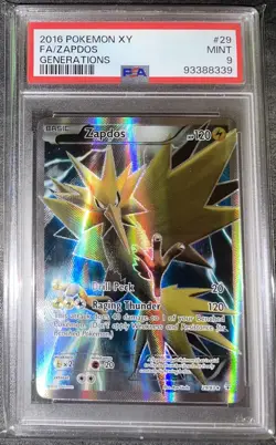PSA 9 Mint Full Art Zapdos 2016 Pokemon XY Generations #29 - Image 1