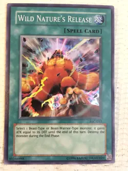 YUGIOH 1st EDITION IOC-033 WILD NATURE’S RELEASE SUPER RARE NEAR MINT NM Spell - Image 1