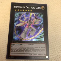 YuGiOh C Xyz Simon the Great Moral Leader NUMH-EN040 Secret Rare 1st Edition NM - Image 1