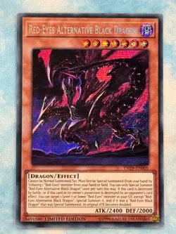 YUGIOH RED-EYES ALTERNATIVE BLACK DRAGON SECRET RARE NM TN19-EN005 - Image 1