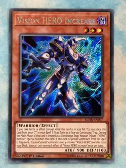 YUGIOH VISION HERO INCREASE SECRET RARE 1ST EDITION NM BLHR-EN007 - Image 1