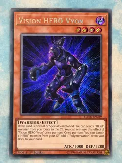 YUGIOH VISION HERO VYON SECRET RARE 1ST EDITION NM BLHR-EN059 - Image 1