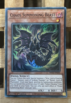 YU GI OH! CARD CHAOS SUMMONING BEAST 1ST ED MP21-EN250 SUPER RARE UNPLAYED MINT - Image 1