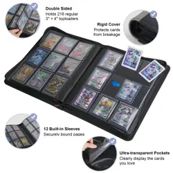 Toploader Binder - Holds 216 Top Loaders - 9 Pocket Trading Card Storage with... - Image 2