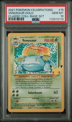 PSA 10 Venusaur #15 Celebrations Classic Collection Pokemon Card GEM MINT 2021 - Image 1
