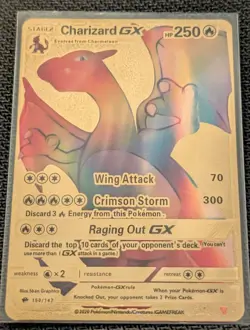 Pokemon Charizard GX Rainbow Gold Foil Card 150/147 - Image 1