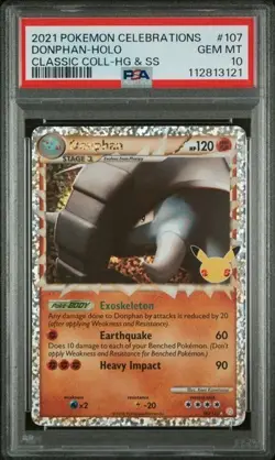 Donphan PSA 10 Pokemon Card Celebrations 107/123 Classic Collection 2021 GEM - Image 1