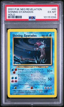 PSA 6 SHINING GYARADOS #65 HOLO 2001 POKEMON NEO REVELATION - Image 1