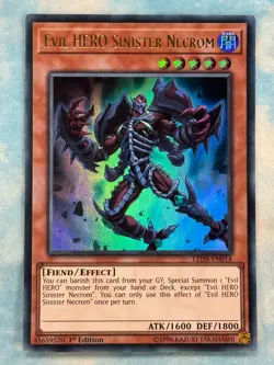 YUGIOH EVIL HERO SINISTER NECROM ULTRA RARE 1ST NM LED5-EN014 - Image 1