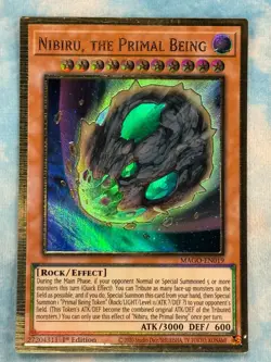 YUGIOH NIBIRU THE PRIMAL BEING GOLD ULTRA RARE 1ST NM MAGO-EN019 - Image 1